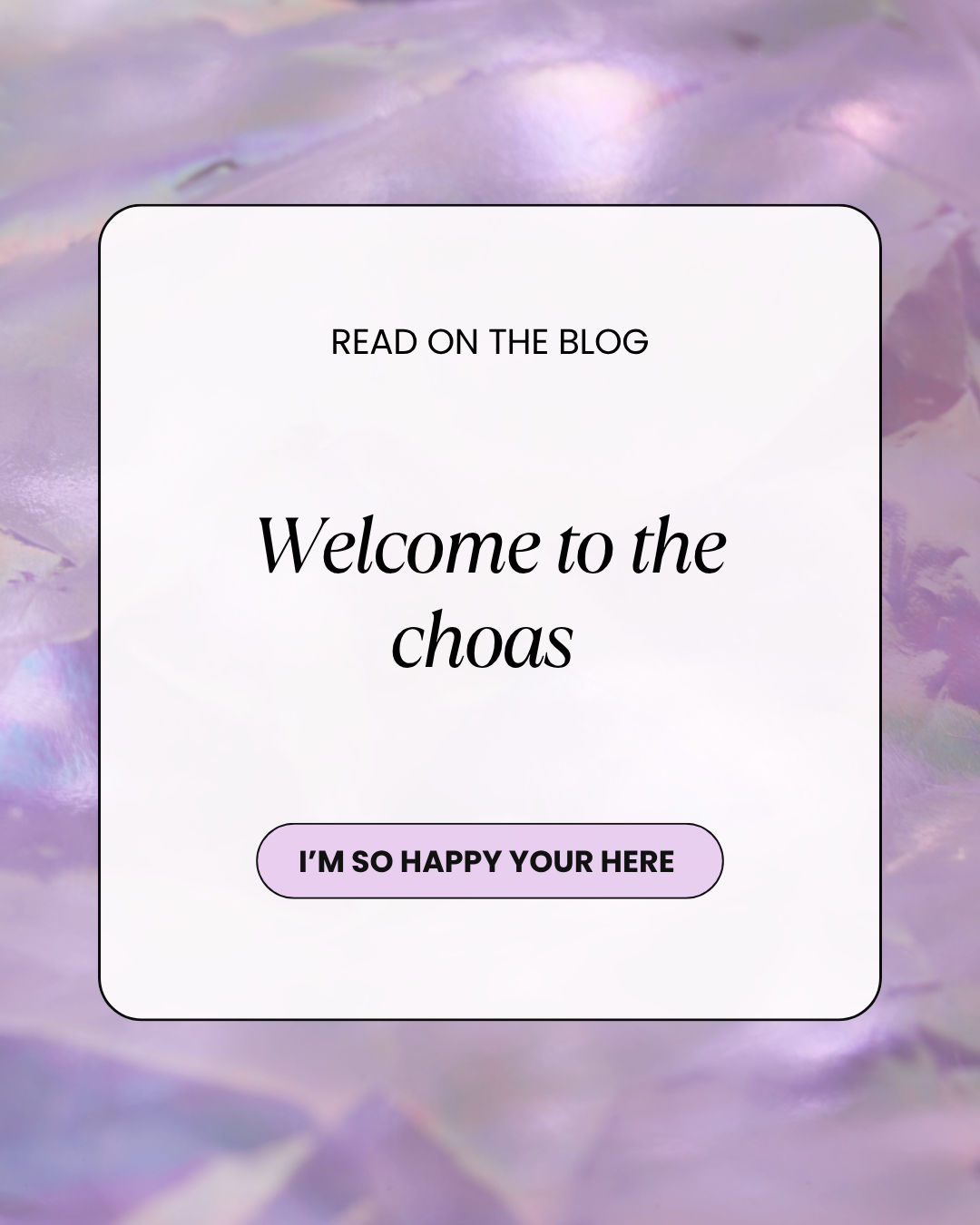 Welcome to the chaos!